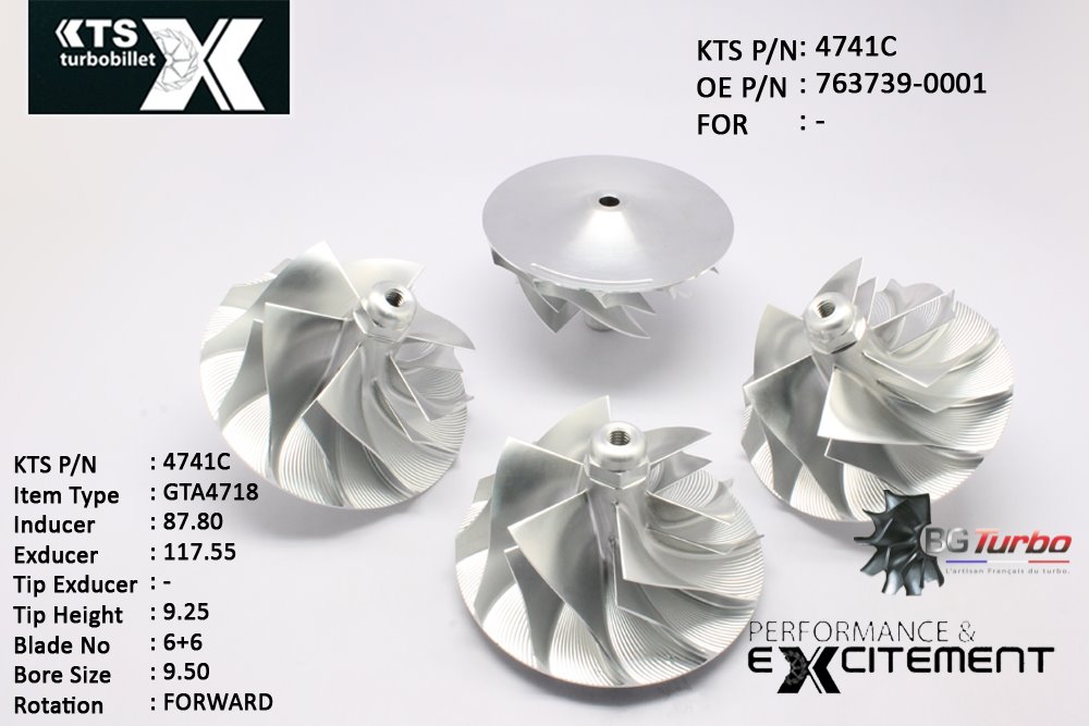 Turbo ROUE FORGÉE MFS PERFORMANCE - 6+6 PALES - INDUCER : 87,8 - EXDUCER : 117,57 - TYPE : GTA4718ANGLE : 75-90° - ROTATION : Forward - SUPER BACK : 8,08 - BORE SIZE : 9,5
